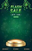 eid sale discount template banner with 3d podium for product sale with abstract background design vector
