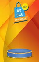 big sale discount template banner with blank space 3d podium for social media feed product sale with abstract gradient background design vector