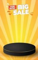 big sale discount template banner with blank space 3d podium for product sale with abstract gradient background design vector