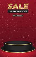 sale discount portait template banner with 3d podium for product sale social media with abstract gradient background design vector