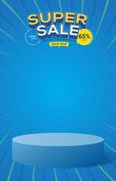 super sale discount template banner with blank space 3d podium for social media feed product sale with abstract gradient background design vector