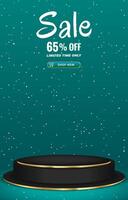 sale discount template banner with 3d podium for product sale social media with abstract gradient green background design vector
