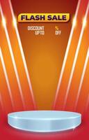 flash sale discount template banner with blank space 3d podium for product sale with abstract background vector