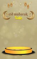 eid al adha sale discount portait template banner with blank space 3d podium for social media feed product sale with abstract background design vector