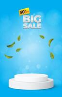 big sale discount template banner with blank space 3d podium for social media feed product sale with abstract gradient blue background design vector