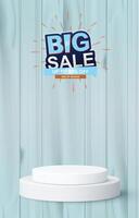 big sale discount portait template banner with blank space 3d podium for social media feed product sale with abstract background design vector