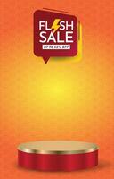 flash sale discount portait template banner with blank space 3d podium for social media feed product sale with abstract gradient orange background design vector