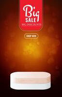 big sale discount portait template banner with blank space 3d podium for social media feed product sale with abstract gradient red and brown background design vector