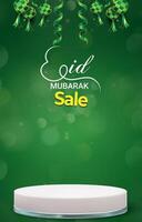 eid sale discount portait template banner with blank space 3d podium for social media feed product sale with abstract background design vector