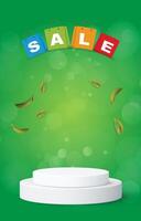 sale discount template banner with blank space 3d podium for social media feed product sale with abstract gradient green background design vector