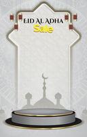 eid al adha sale discount portait template banner with blank space 3d podium for social media feed product sale with abstract gradient background vector