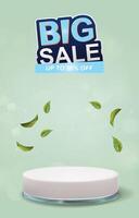big sale discount template banner with blank space 3d podium for social media feed product sale with abstract background design vector