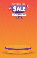 sale discount template banner with blank space 3d podium for social media feed product sale with abstract gradient orange and yellow background design vector