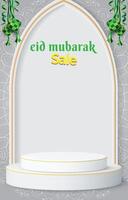 eid sale discount portait template banner with blank space 3d podium for social media feed product sale with abstract gradient white background design vector