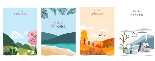 holiday landscape background with mountain and tree for a4 vertical design vector
