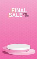 final sale discount template banner with blank space 3d podium for social media feed product sale with abstract gradient pink background design vector