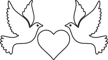 A couple of birds with a heart.eps vector