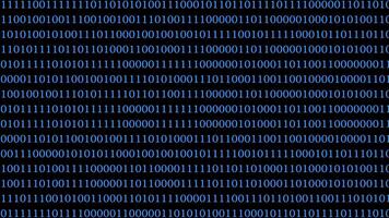 The backdrop displays a seamless pattern of binary code with alternating ones and zeros in a vibrant blue. This abstract design emphasizes technology and data. video