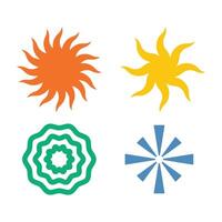 Set element sun retro colorful unique design with blank background vector
