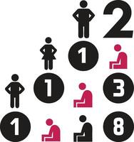 A group of icons with numbers and people vector