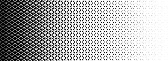 Triangle halftone gradient texture. Geometric triangular tech pattern background. Black abstract vanishing gradation wallpaper. Fading mosaic pop art backdrop for poster, banner, booklet, flyer vector