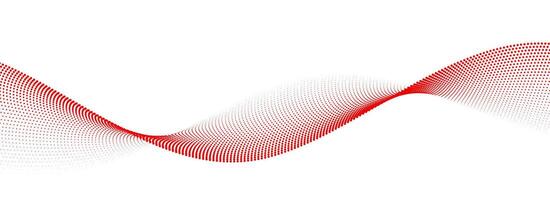 Red dotted wave line pattern. Halftone undulate net background. Abstract flowing particle wallpaper. Curved dashed gradient element for poser, banner, presentation, booklet, flyer, brochure vector