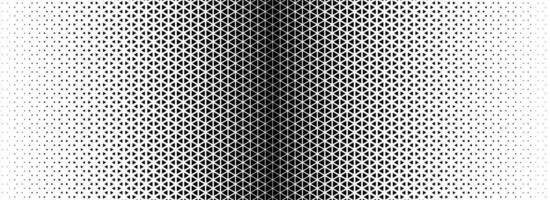 Triangle halftone gradient texture. Geometric triangular tech pattern background. Black abstract vanishing gradation wallpaper. Fading mosaic pop art backdrop for poster, banner, booklet vector