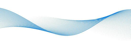 Blue dotted wave line pattern. Light halftone undulate net background. Abstract air flowing particle wallpaper. Curve dashed gradient element for poser, banner, presentation, booklet, flyer vector