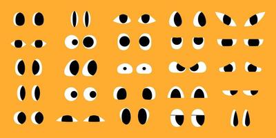 Collection of Doodle Abstract Shapes of Eyes in Cartoon Style. Hand drawn funny eyes for characters. Happy decorative emoticons for kids vector