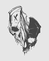 Skull head skeleton sliced melted illustration artwork t shirt design element sticker print art editable vector