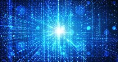 Abstract futuristic cyber world scene, sci-fi particle tunnel, technology glowing surface, neon night scene, digital science background video