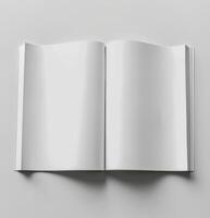 An open book on a white background photo