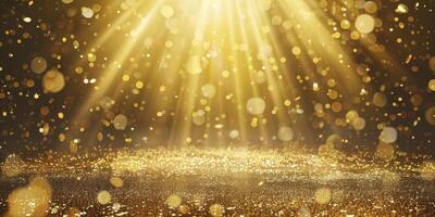Golden light shining on a dark background photo