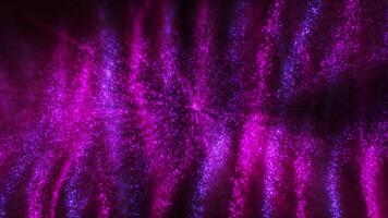 Abstract digital pink dynamic waves emitting bright rays of particle light with light background of motion lights, data flow, cyber technology. 3D rendering. Seamless looping 4k . video