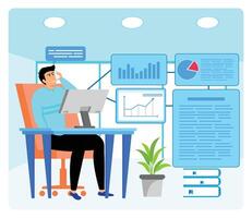 Sales agent talk on smart phone. Manager speaking to client during business phone call. vector