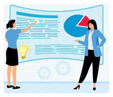 Business process automation concept. Teamwork at abstract project in technology space. vector