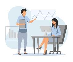 Team Collaboration During a Business Presentation in a Professional Office Setting. vector