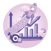 Financial Growth with Rocket, Monetary and Graph Elements. vector