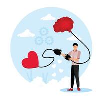 Emotional Intelligence. Connection Between Heart and Brain Through Creativity. vector
