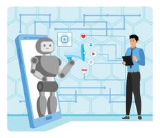 Artificial intelligence in social media. vector