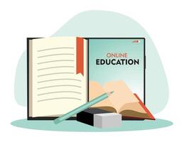 Digital Online Education Application learning world wide on phone. vector