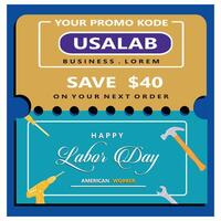 Labor Day Promotion Banner with Tools and Discount Offer Code. vector