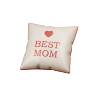 3d decorative pillow with the inscription Best Mom. 3d illustration for mother's day or other holiday. 3d render on isolated background. png