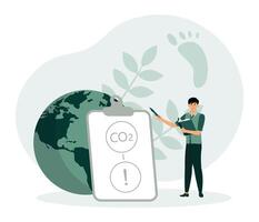 Resources reuse and reduce co2 emission and climate impact concept. vector