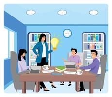 Brainstorming with creative team. A Business Meeting for Innovation. vector