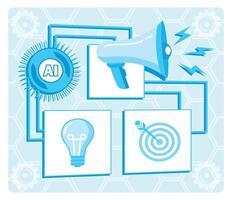 PR Content. AI Technology and Innovation with Communication and Goal Representation. vector