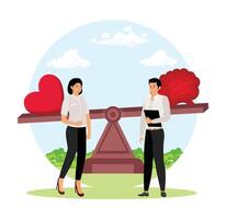 Gut instincts. Balance Between Emotions and Logic in Decision Making. vector