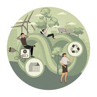 Green and sustainable environment with reusable energy source outline concept. vector