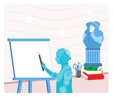 AGI concept. Merging AI with artistic creativity to innovation in art. vector
