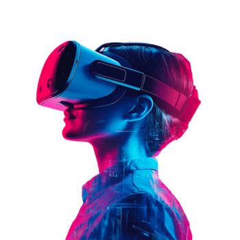 cyberpunk vr fone de ouvido mulher isolado em transparente fundo png